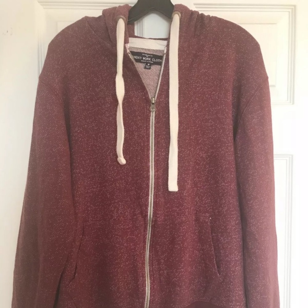 Sunday Work Clothes NYC maroon zip up hoodie M